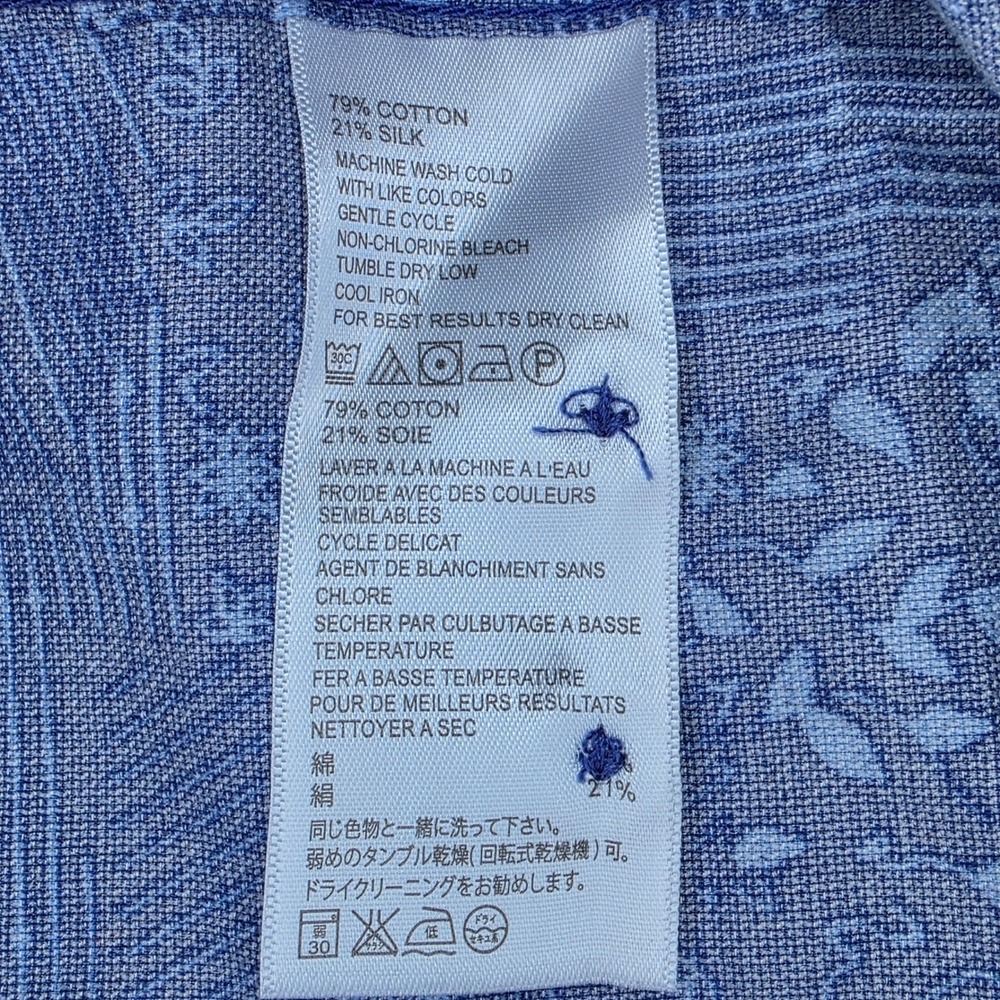 Tommy Bahama Shirt Mens Large Blue Floral Patchwork Silk Cotton Short Sleeve L - Picture 7 of 9